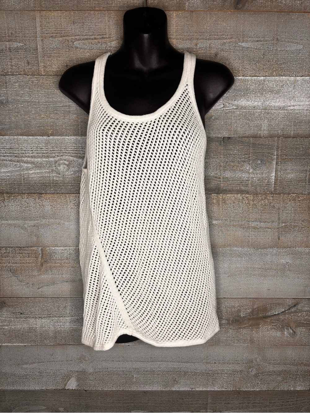 DKNY 100% cotton white crochet sleeveless Tank Top - beach cover up